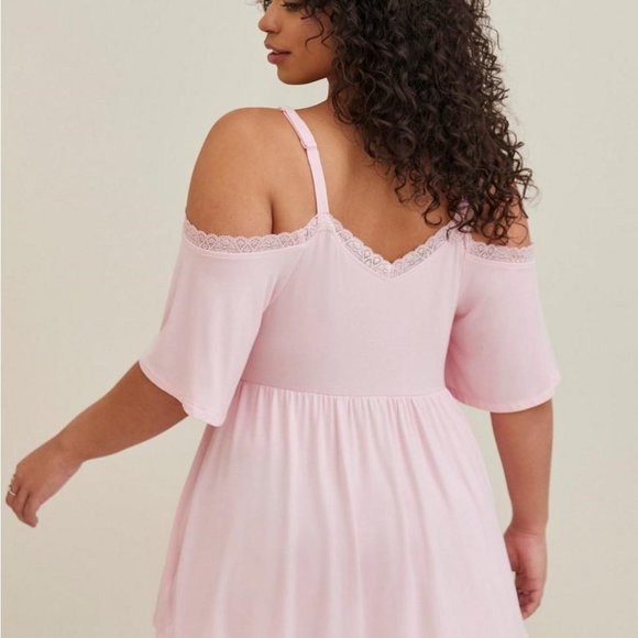 Babydoll Super Soft Surplice Lace Trim Cold Shoulder Top Size 4X - Picture 3 of 4